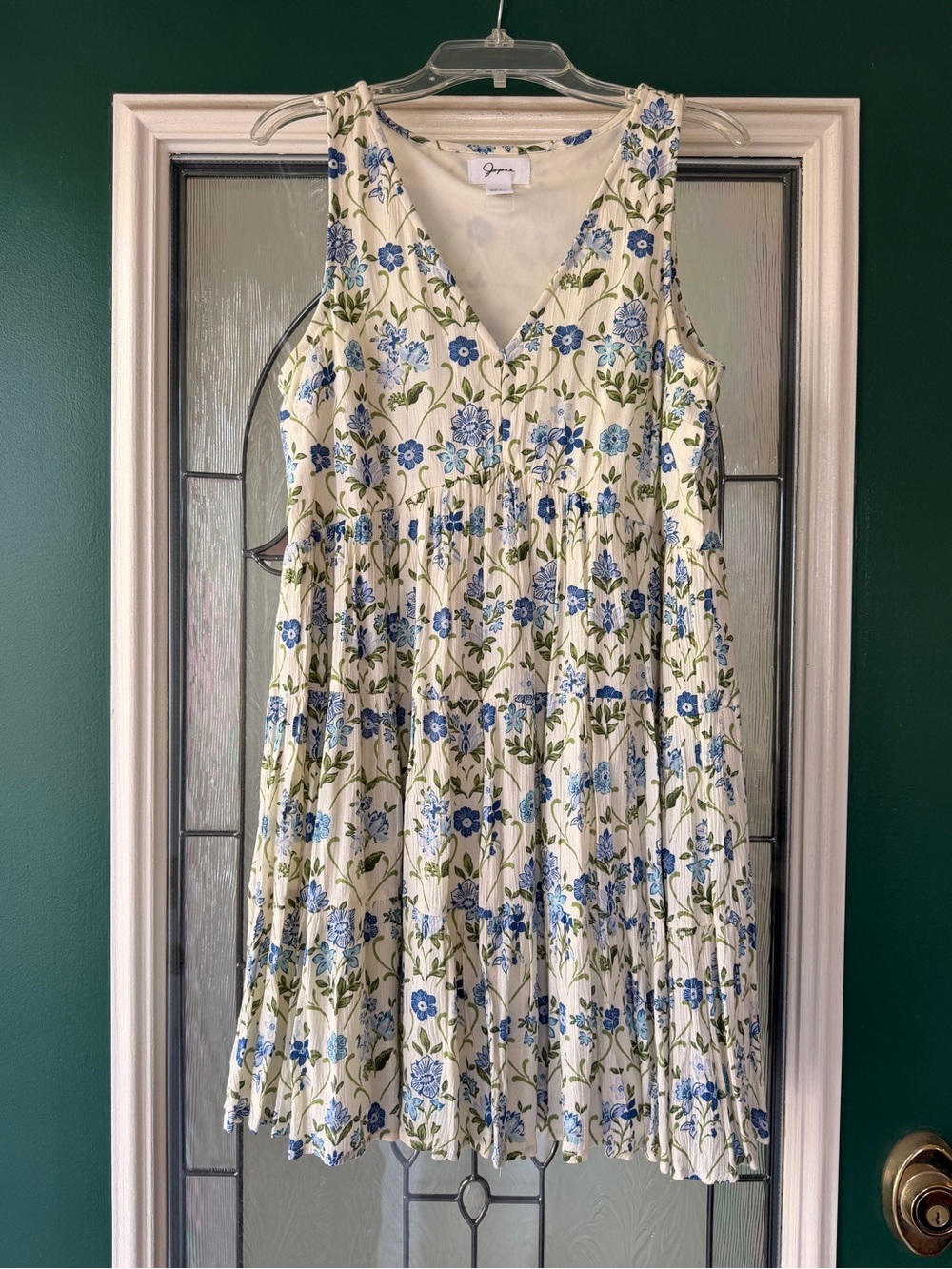 Japna Cream Sundress with Blue Floral Print